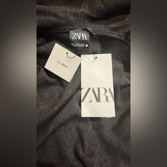 ZARA NWT Woman Medium Wool Blend CAPE with Asymmetric Front & Hem Shawl Gray - Picture 9 of 9